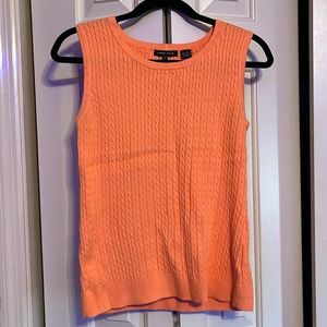 Soft orange sleeveless Jeanne Pierre sweater 100% cotton